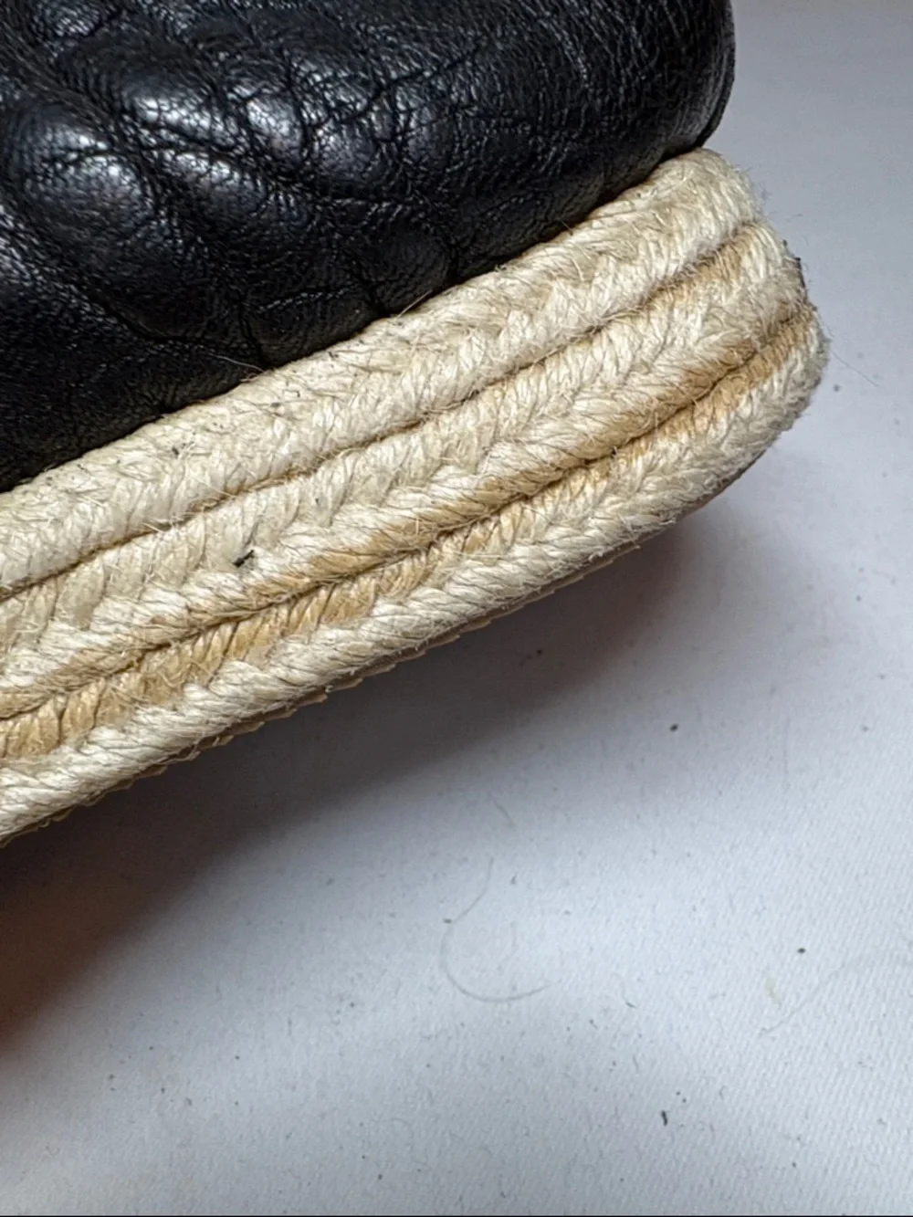 Free People Black Textured Leather Espadrille Size 36